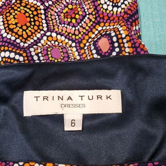 Trina Turk Bright Geometric Print Slipover Midi Dress, Sz 6 - Picture 5 of 7